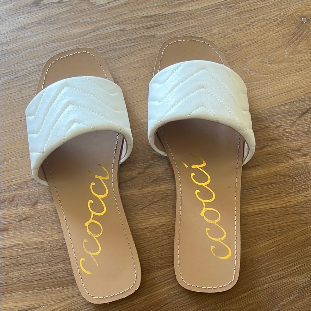 CCOCCI Women's White Slide Sandals